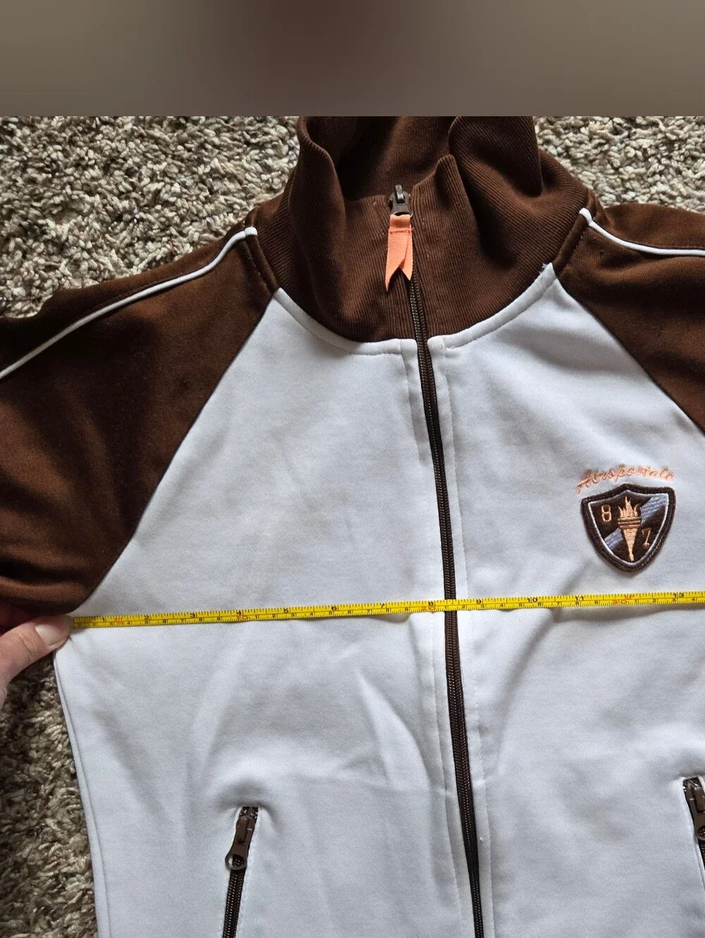AEROPOSTLE | Y2K Two-Tone Brown and White Zip-Up Track Jacket